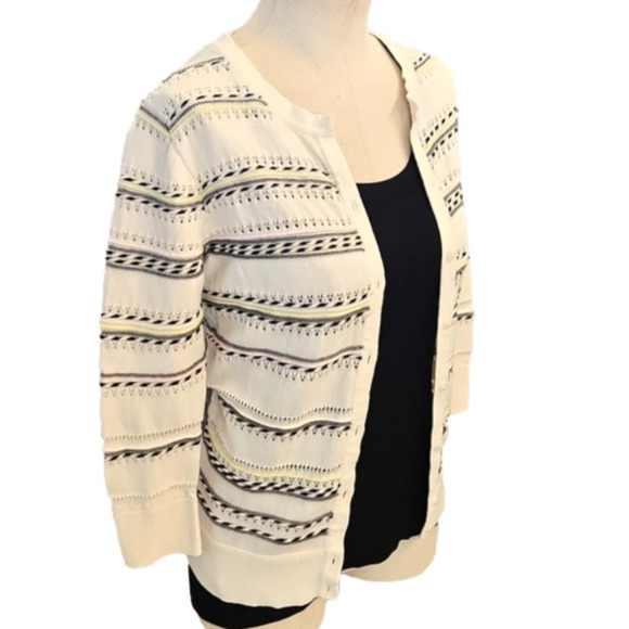WOMENS Merona white with soft stripes of color cardigan size XS. - Picture 8 of 14